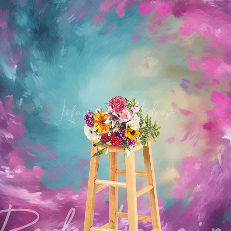 Lofaris Abstract Swirl Purple Blue Yellow Painterly Backdrop