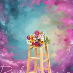 Lofaris Abstract Swirl Purple Blue Yellow Painterly Backdrop