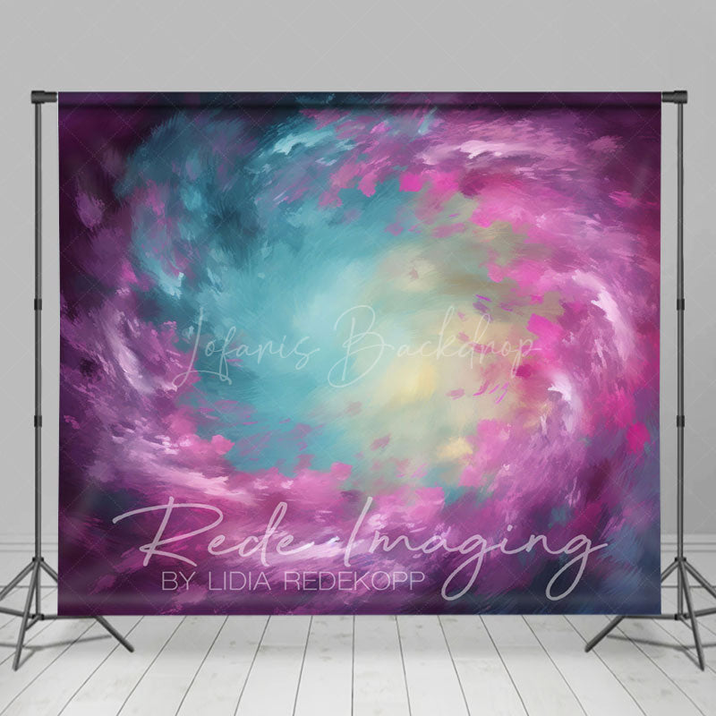 Lofaris Abstract Swirl Purple Blue Yellow Painterly Backdrop