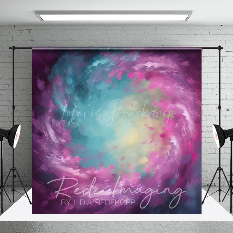 Lofaris Abstract Swirl Purple Blue Yellow Painterly Backdrop