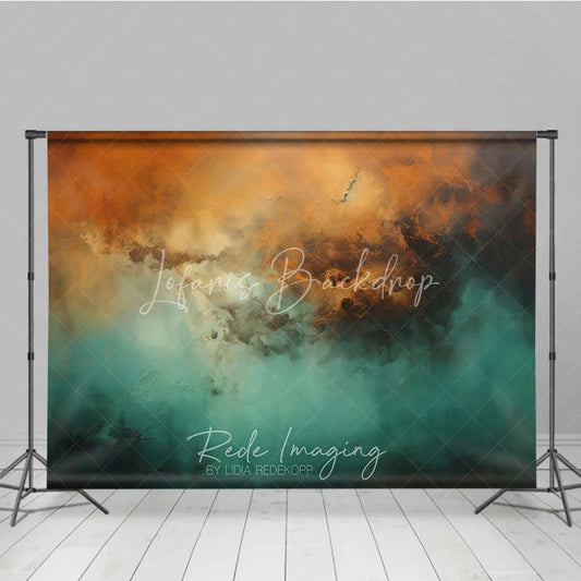 Lofaris Abstract Teal and Orange Oil Painting Photography Backdrop Artistic Texture Background for Portrait