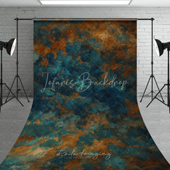 Lofaris Abstract Teal and Rust Grunge Texture Sweep Backdrop Artistic Photography Studio Background for Professional Portraits