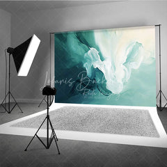 Lofaris Abstract Teal and White Flowing Brushstroke Photography Backdrop Artistic Modern Studio Background for Portraits