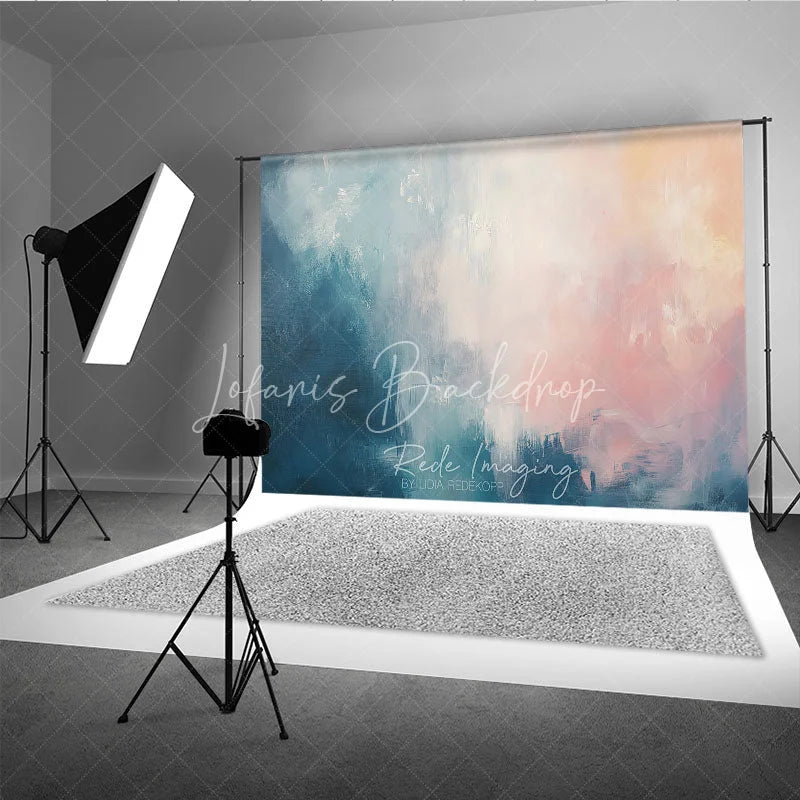 Lofaris Abstract Teal Pink White Painterly Photography Backdrop Artistic Photo Studio Portrait and Event Background Decor