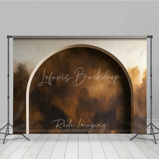 Lofaris Abstract Textured Brown Photography Backdrop with Arch Design Moody Fine Art Studio Portrait Background