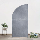 Lofaris Abstract Textured Gray Cement Wall Half Moon Arch Backdrop