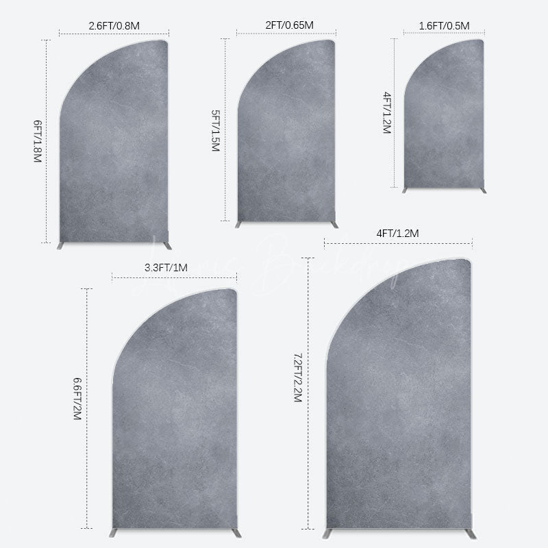 Lofaris Abstract Textured Gray Cement Wall Half Moon Arch Backdrop