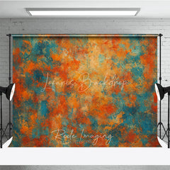 Lofaris Abstract Textured Orange Teal Blue Photography Backdrop Artistic Distressed Photo Studio Portrait