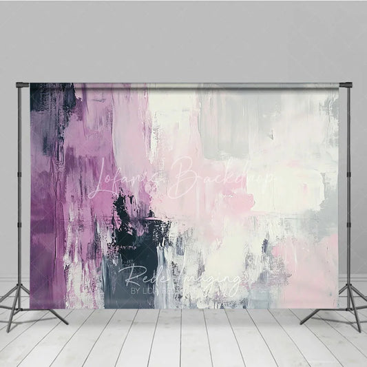 Lofaris Abstract Textured Photography Backdrop featuring Purple Pink White and Grey Brushstrokes Modern Artistic Style