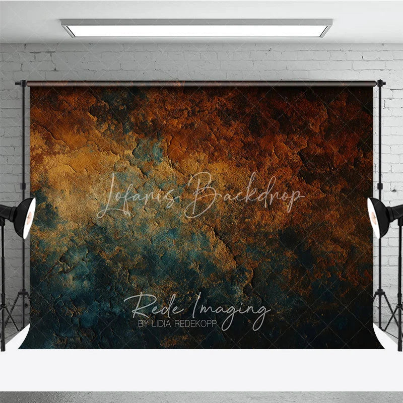 Lofaris Abstract Textured Photography Backdrop Rustic Rust Orange and Deep Teal Colors Weathered Stone Look for Portraits