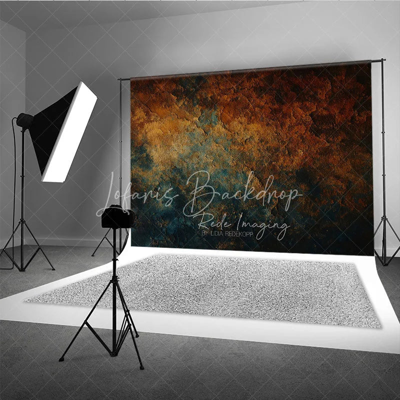 Lofaris Abstract Textured Photography Backdrop Rustic Rust Orange and Deep Teal Colors Weathered Stone Look for Portraits