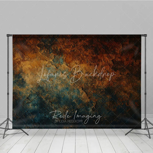 Lofaris Abstract Textured Photography Backdrop Rustic Rust Orange and Deep Teal Colors Weathered Stone Look for Portraits