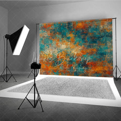 Lofaris Abstract Textured Photography Backdrop with Rustic Teal Orange and Gold Grunge Art