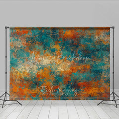 Lofaris Abstract Textured Photography Backdrop with Rustic Teal Orange and Gold Grunge Art