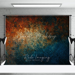 Lofaris Abstract Textured Photography Backdrop with Rusty Orange and Deep Teal Colors Weathered Grunge Fine Art Design