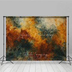Lofaris Abstract Textured Photography Backdrop with Rusty Orange and Teal Grunge Effect Vintage Fine Art Studio Background