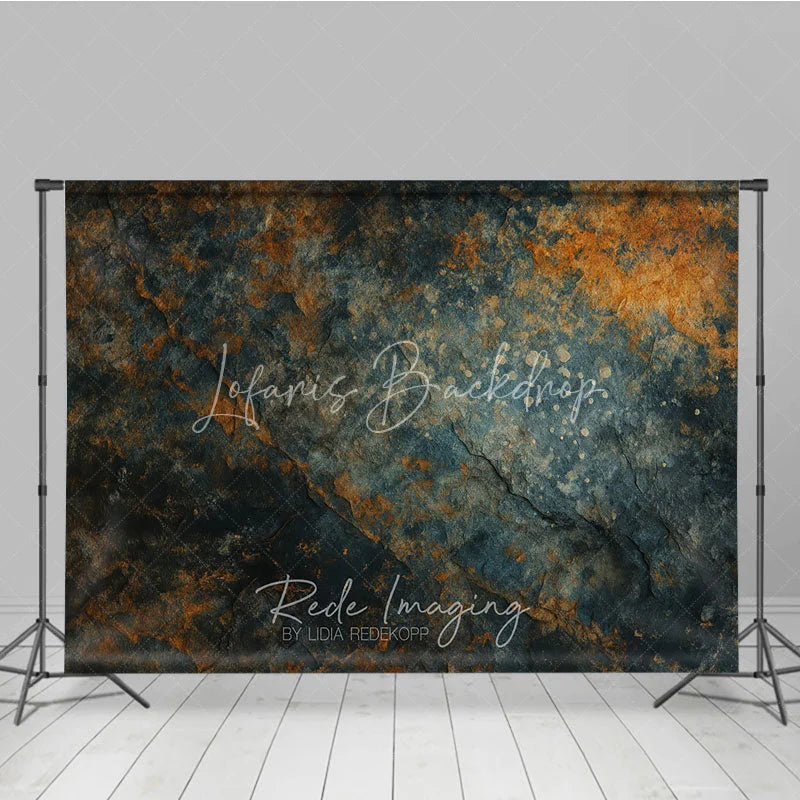Lofaris Abstract Textured Stone Photography Backdrop with Dark Teal and Rusty Orange Hues Rustic Fine Art Studio Prop