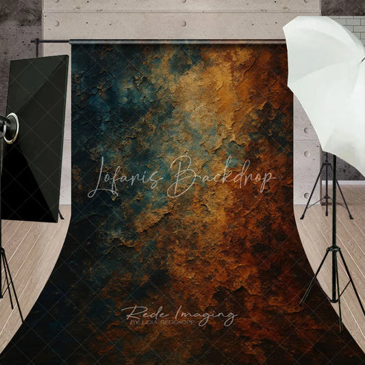 Lofaris Abstract Textured Teal and Rust Sweep Backdrop Vintage Grunge Style for Artistic Photography
