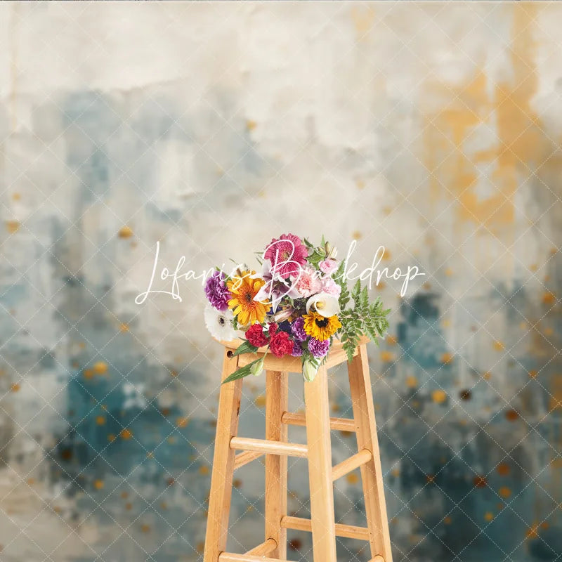 Lofaris Abstract Textured White Blue and Gold Speckled Photography Backdrop Elegant Modern Artistic Design for Studio