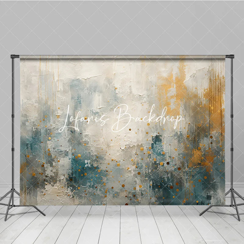 Lofaris Abstract Textured White Blue and Gold Speckled Photography Backdrop Elegant Modern Artistic Design for Studio