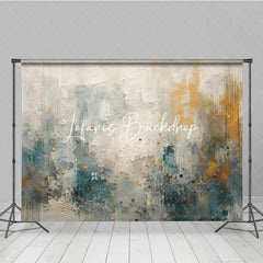 Lofaris Abstract Textured White Blue and Gold Speckled Photography Backdrop Elegant Modern Artistic Design for Studio