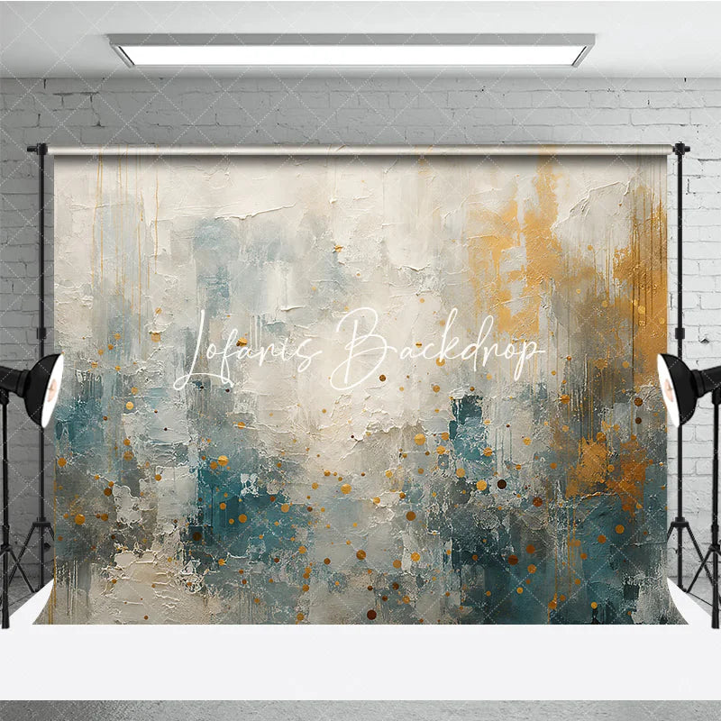 Lofaris Abstract Textured White Blue and Gold Speckled Photography Backdrop Elegant Modern Artistic Design for Studio