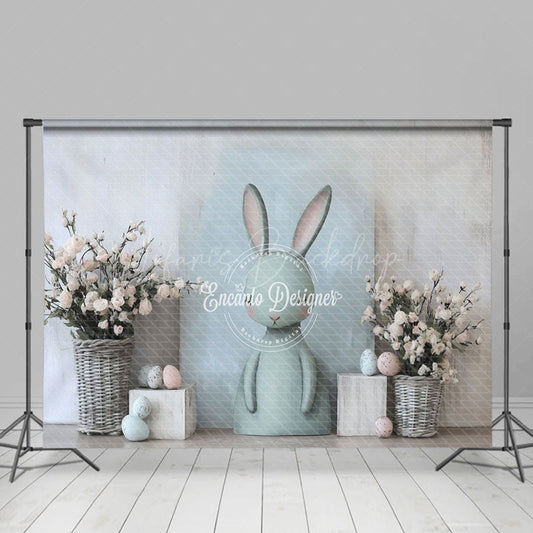 Lofaris Abstract Wall Green Bunny Floral Egg Easter Backdrop