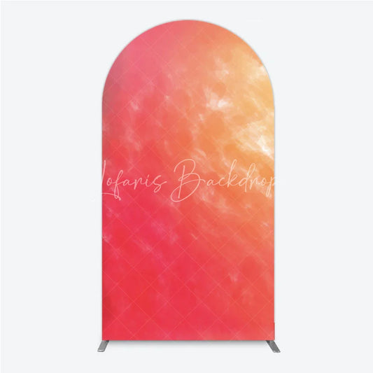 Lofaris Abstract Watercolor Gradient Arch Backdrop Red and Orange Sunset Style Birthday Party Photo Background