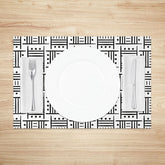 Lofaris Abstract White and Black Lines Pattern Set of 4 Placemats for Modern Minimalist Dining Table Decor