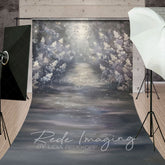 Lofaris Abstract White Misty Blossoms Sweep Photo Backdrop
