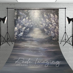 Lofaris Abstract White Misty Blossoms Sweep Photo Backdrop