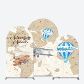 Lofaris Adventure Awaits Hot Air Balloon Map Arch Backdrop