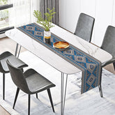 Lofaris Aesthetic Aztec Tribal Table Runner in Blue for Modern Bohemian and Southwest Style Dining Decor