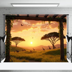 Lofaris African Savanna Animal Sunset Natural Scene Backdrop
