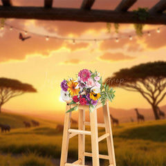 Lofaris African Savanna Animal Sunset Natural Scene Backdrop