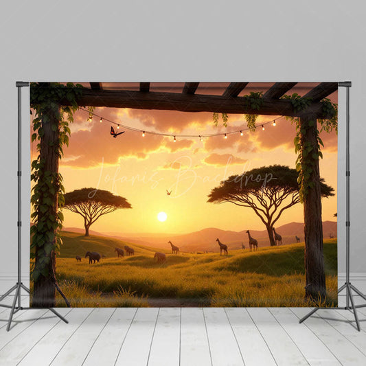 Lofaris African Savanna Animal Sunset Natural Scene Backdrop