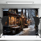 Lofaris After Snow Town Light Night Scene Christmas Backdrop