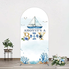 Lofaris Ahoy Boy Seagulls Boat Baby Shower Arch Backdrop