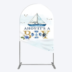 Lofaris Ahoy Boy Seagulls Boat Baby Shower Arch Backdrop