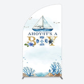 Lofaris Ahoy Boy Seagulls Boat Baby Shower Half Moon Arch Backdrop