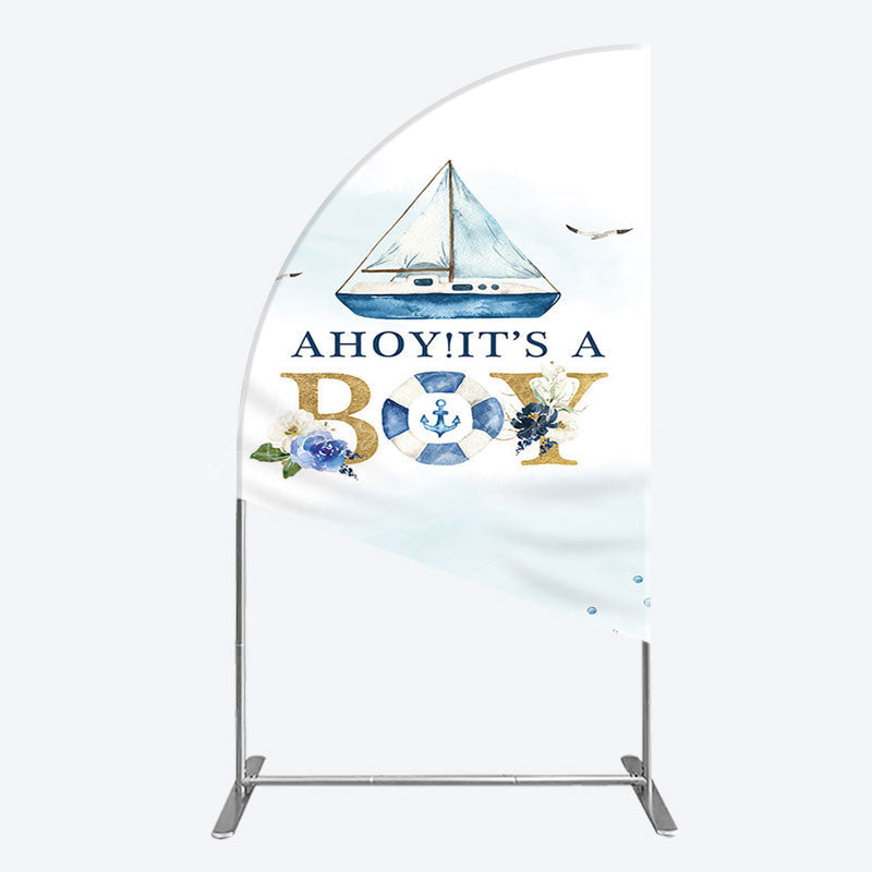 Lofaris Ahoy Boy Seagulls Boat Baby Shower Half Moon Arch Backdrop