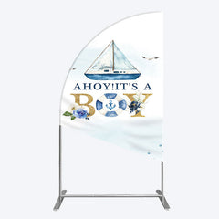 Lofaris Ahoy Boy Seagulls Boat Baby Shower Half Moon Arch Backdrop
