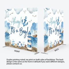 Lofaris Ahoy Sailing Baby Shower Square Tension Backdrop