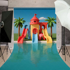 Lofaris Ai Cartoon Swimming Pool Summer Vibe Sweep Backdrop