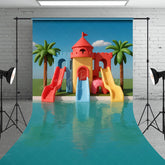 Lofaris Ai Cartoon Swimming Pool Summer Vibe Sweep Backdrop