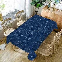 Lofaris Aircraft Blue Decor Rectangle Tablecloth For Boys