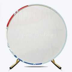 Lofaris Airplane Fighter Jet Round Backdrop Red White and Blue Smoke Party Supplies for Birthday