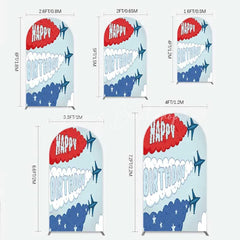 Lofaris Airplane Jet Happy Birthday Arch Backdrop Red White and Blue Aviation Theme Party Background