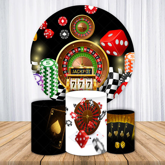 Lofaris Alaska Casino Lucky 7 Round Birthday Backdrop Kit