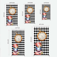 Lofaris Alice in Wonderland Inspired Birthday Rectangle Backdrop Mad Hatter Tea Party with Clock Whimsical Photo Prop Decor